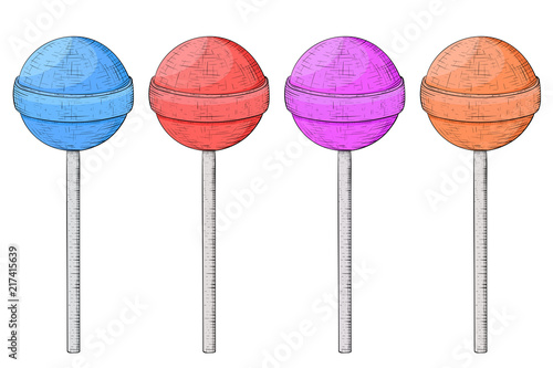 Lollipops. Colored set. Hand drawn sketch