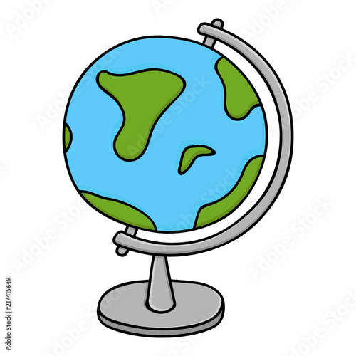 Globe - model of earth. Colored doodle style illustration
