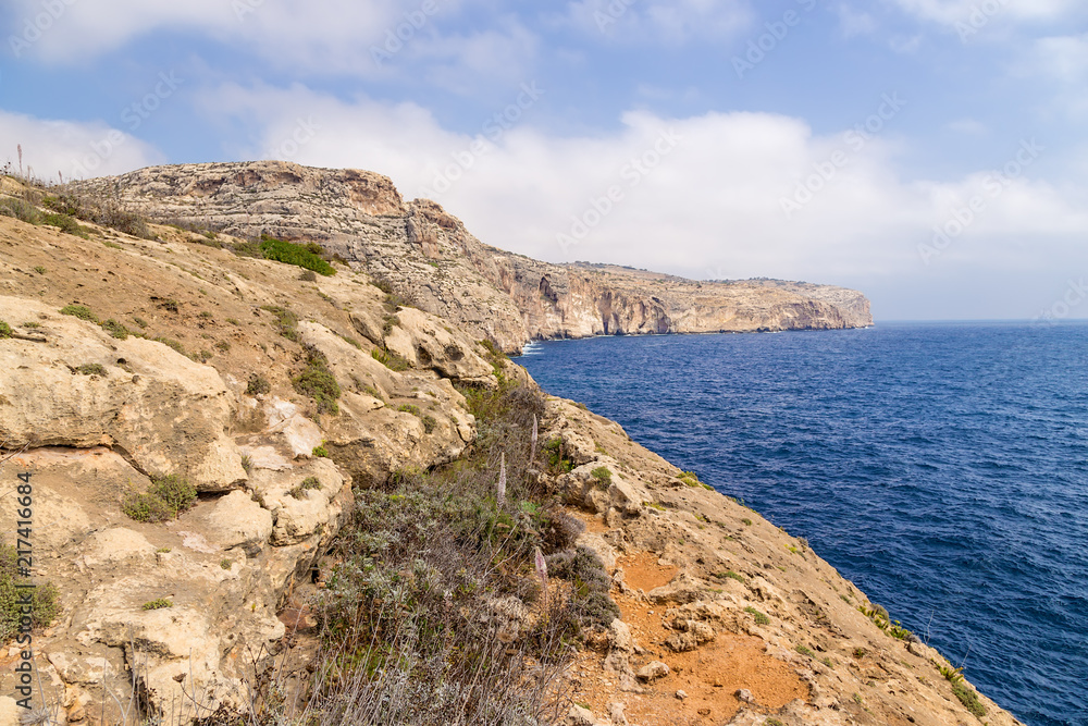 Wied Iz-Zurrieq, Malta. Rocky coast in the southeast of the island