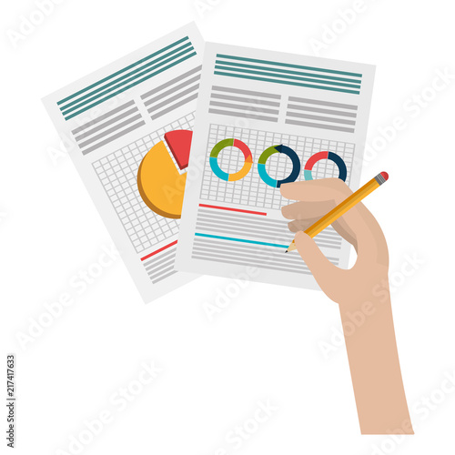 hand writing with pencil in documents paper