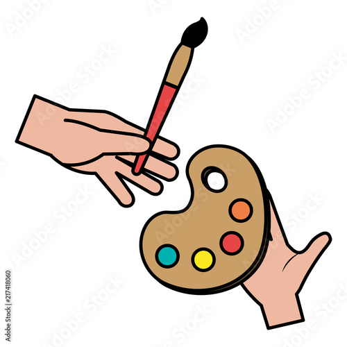 hand painting with brush and pallette
