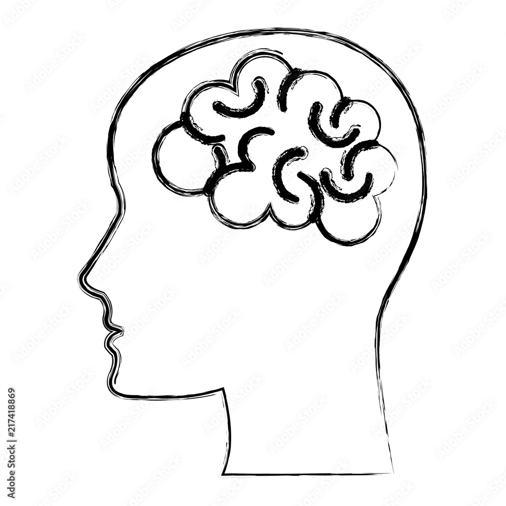 brain storming with head profile