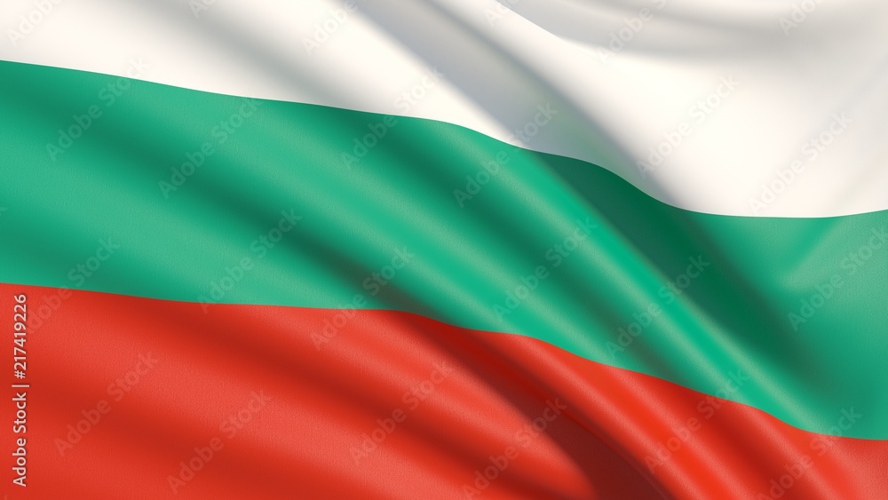 The flag of Bulgaria. Waved highly detailed fabric texture.