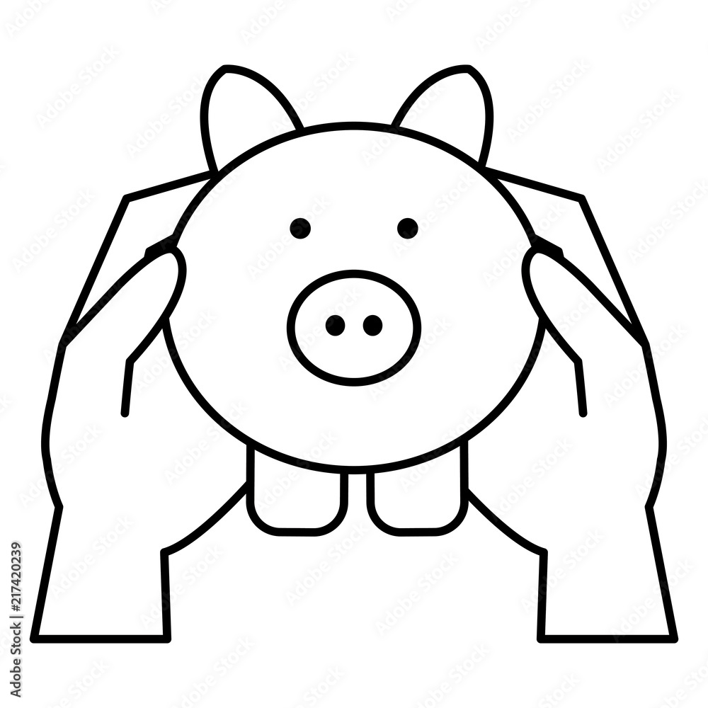 hands with piggy savings hands with piggy savings