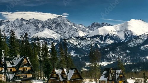 Snow capped peaks of Polish and Slovak Tatra mountains. photo