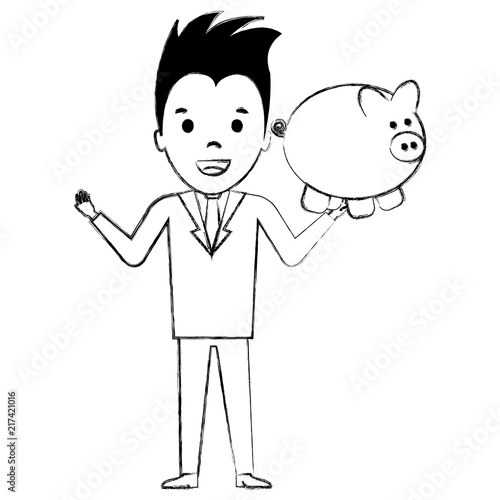 businessman with piggy savings