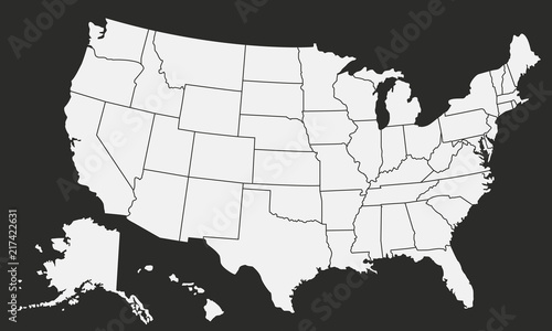 USA Vector map isolated on black background.