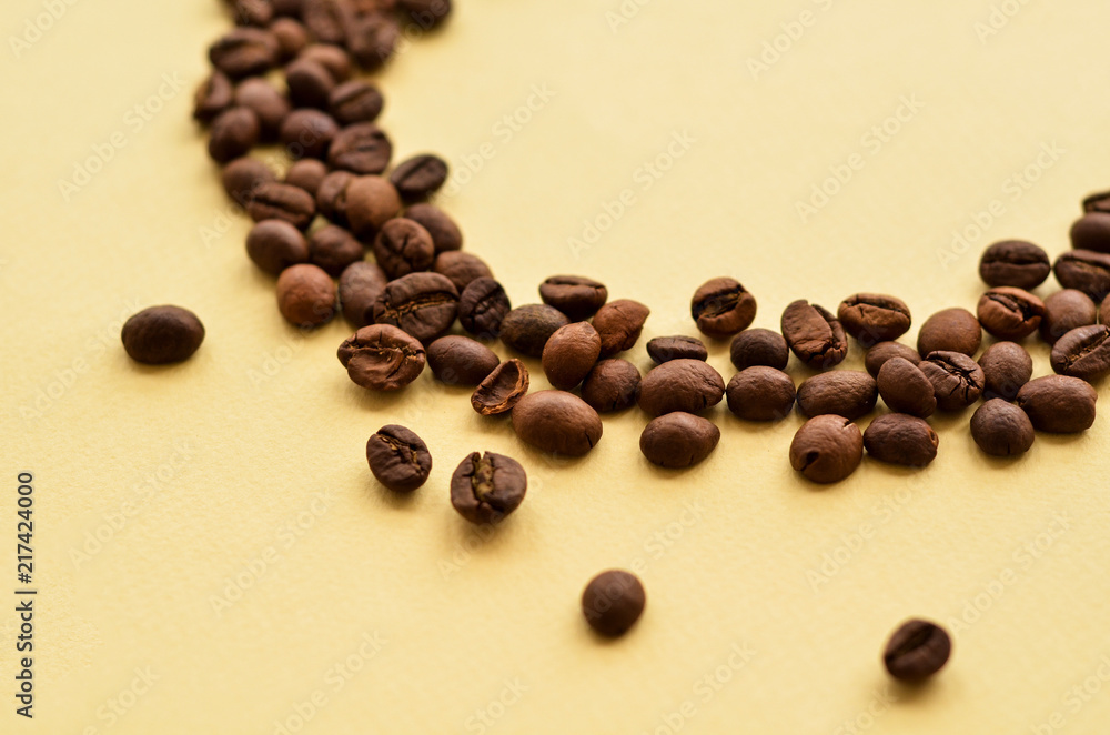 coffee beans in a circle on a yellow background with a place under the text coffee beans in a circle on a yellow background with a place under the text