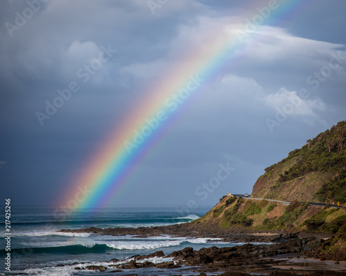 Rainbow, ocean, beach, great ocean road, Victoria, Australia 