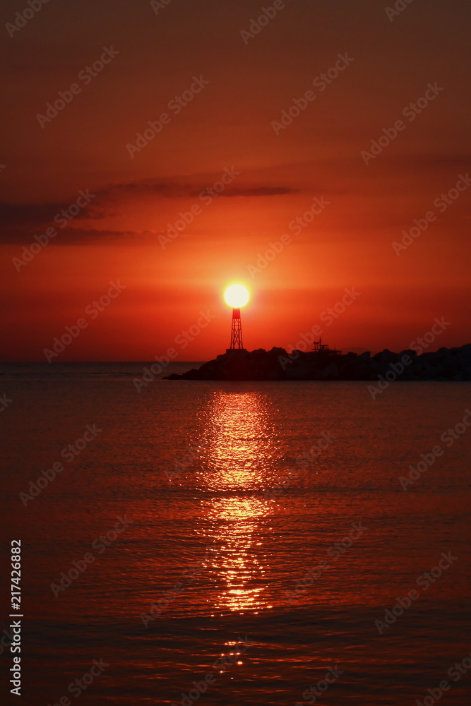 Sunrise over the sea horizon Sunrise over the sea horizon