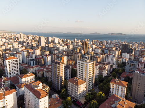 Aerial Drone View of City Apartment Buildings in Goztepe Istanbul / Turkey photo