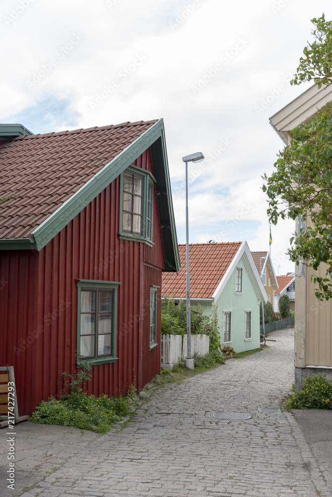 Picturesque street in Mollosund in Sweden