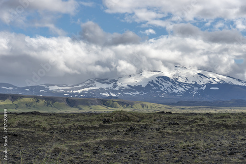 Snow at volcano Hekla in Iceland