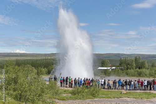 Tourist attraction geyser in Iceland