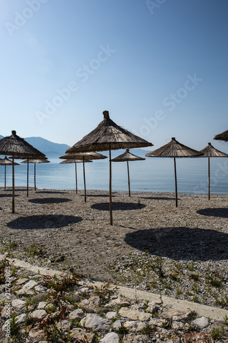 Relax on the beach.Solar protective umbrellas from the sun.
