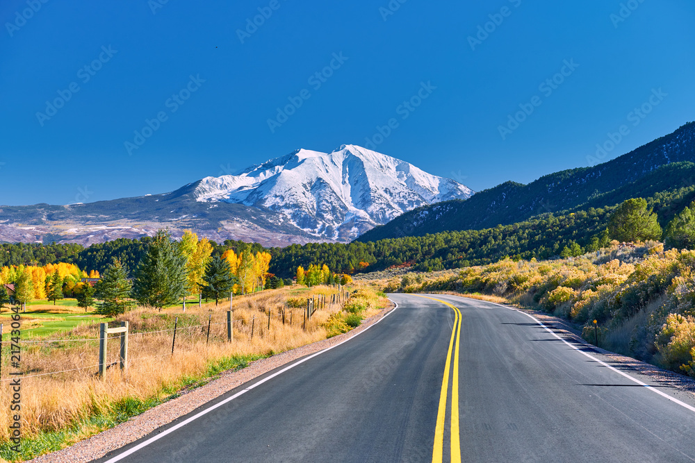 Highway at autumn in Colorado, USA. Highway at autumn in Colorado, USA.