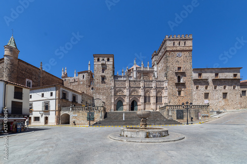Gudalupe abbey in Caceres, historic building in Extremadura, Spain photo