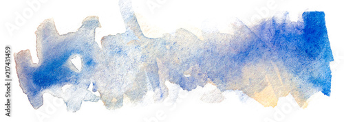 blue watercolor stain on white background isolated. for use in design, printing and web design.