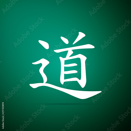 Chinese calligraphy, translation Dao, Tao, Taoism icon isolated on green background. Flat design. Vector Illustration