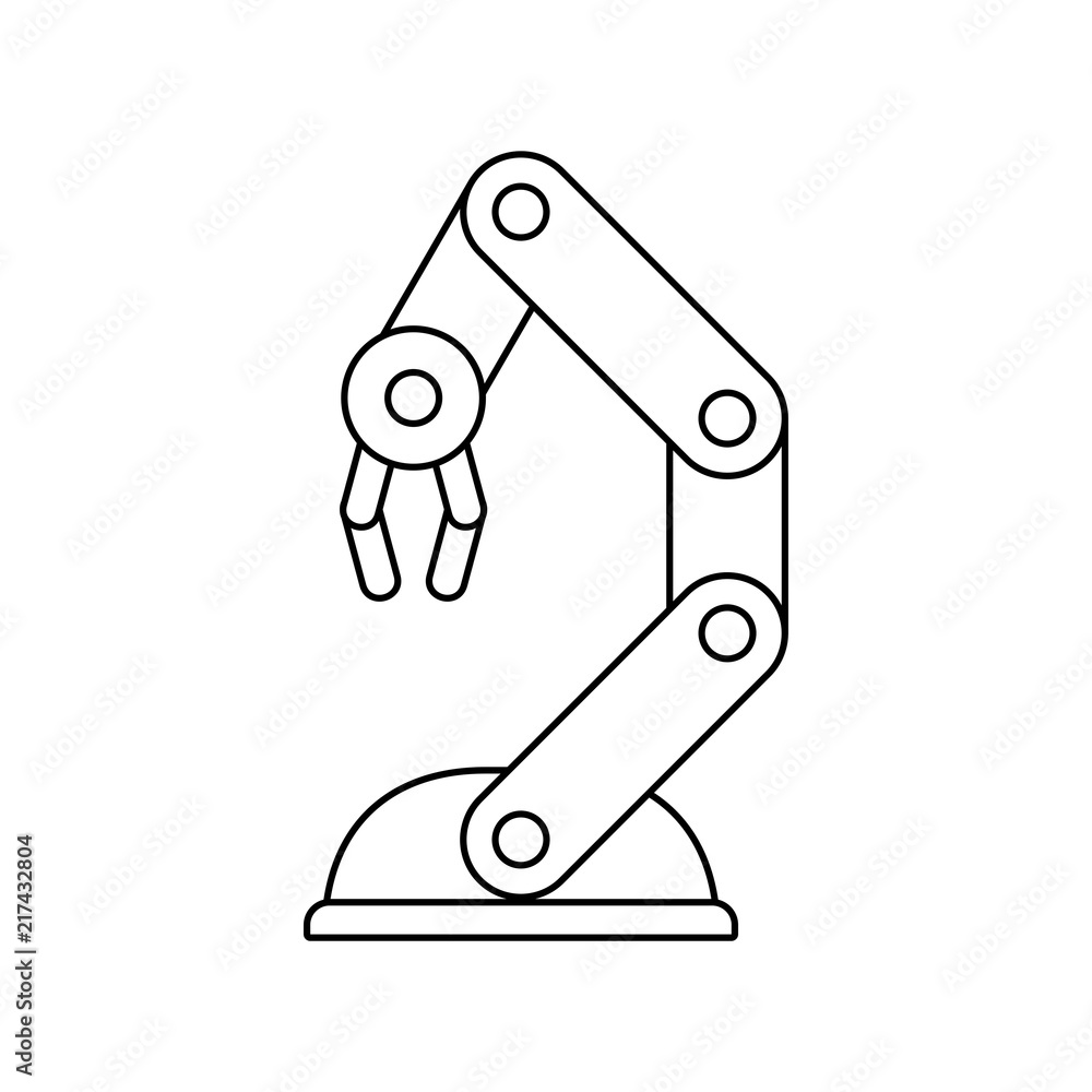 Robotic arm. line style. isolated on white background Robotic arm. line style. isolated on white background