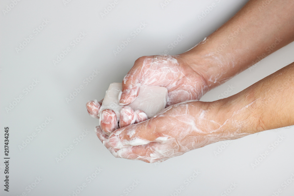 Fototapeta premium lather hands with soap