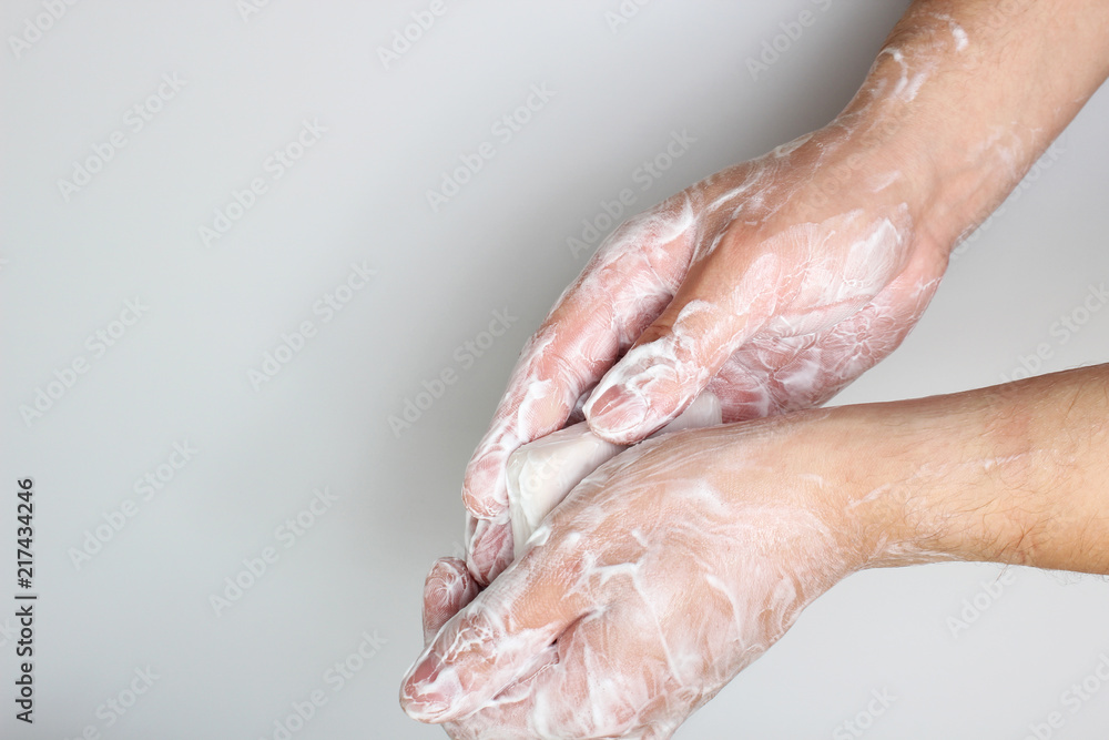 lather hands with soap lather hands with soap