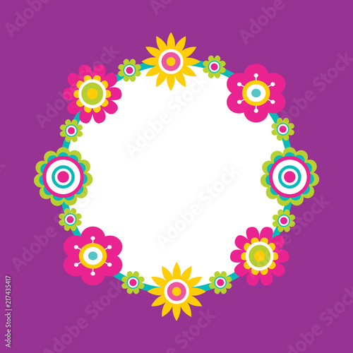Frame Made of Abstract Flowers Geometric Blossoms