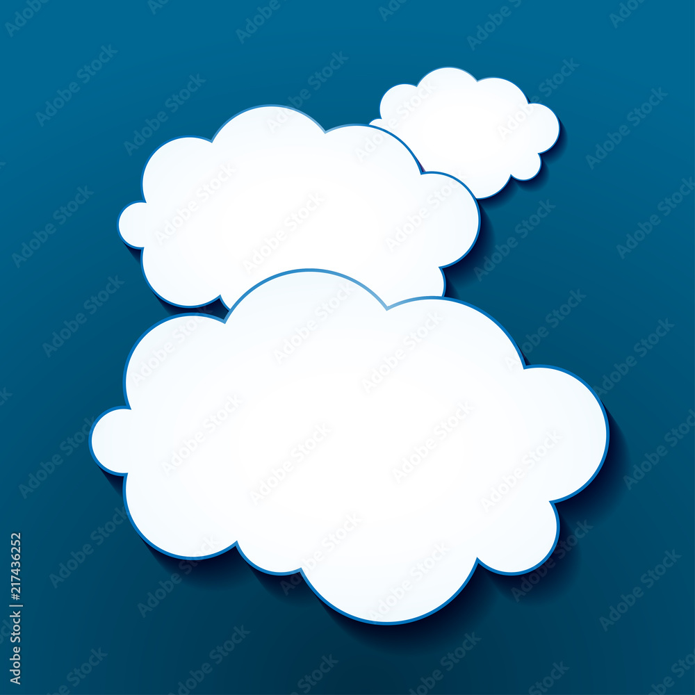 Cloud Computing or Social Network. Creative illustration clouds on isolated blue background. Cloud Computing or Social Network. Creative illustration clouds on isolated blue background.