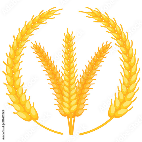 Colorful cartoon ripe wheat ear wreath