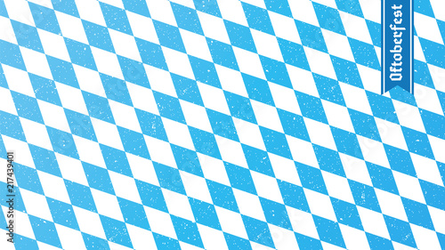 Traditional oktoberfest rhombus blue and white print. Bavarian flag. Vector background.