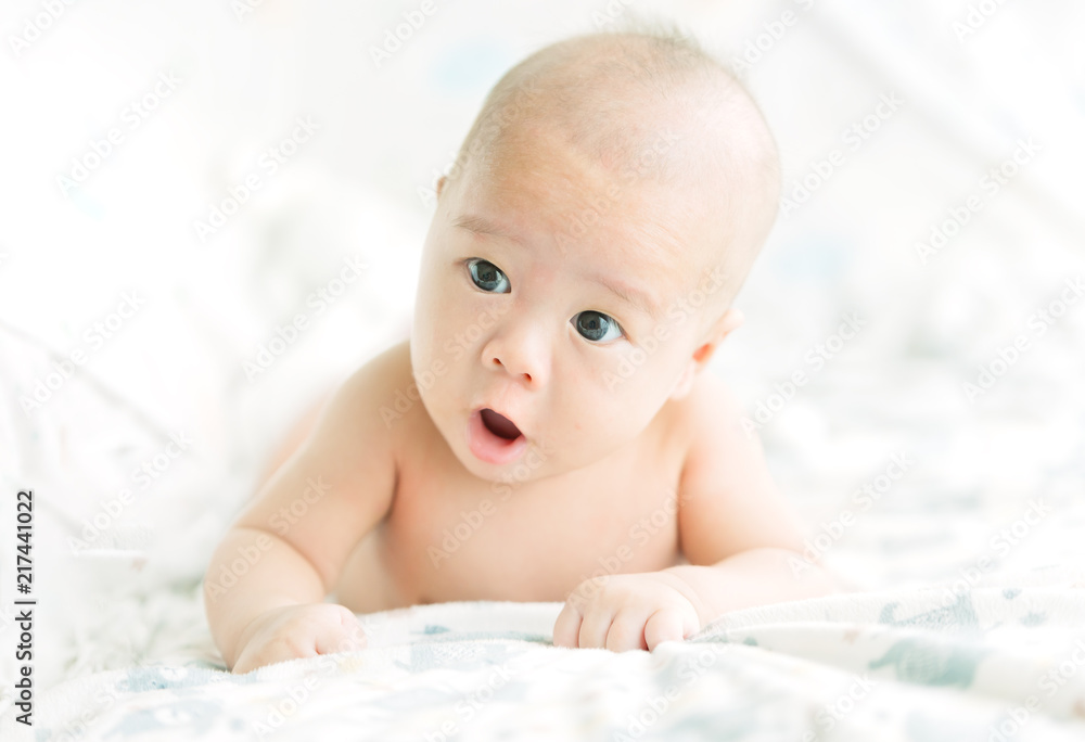 Surprised funny expression cute baby after bath Surprised funny expression cute baby after bath