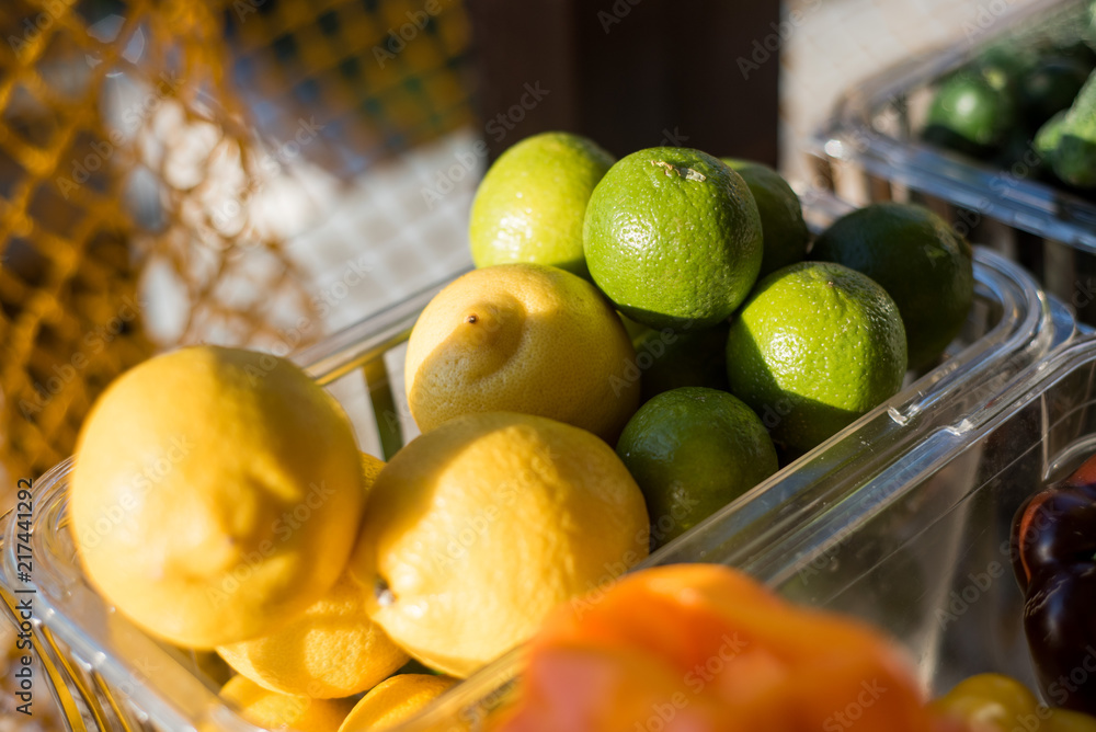 Lemons and limes at the marketplace