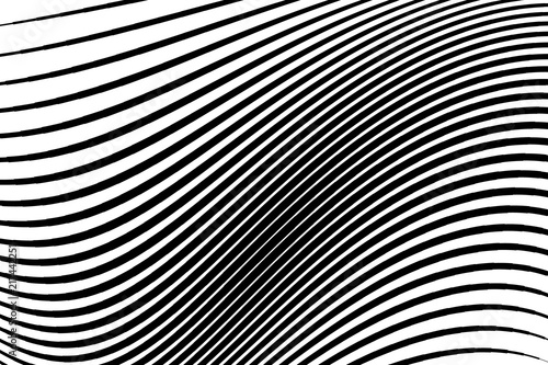 Abstract pattern.  Texture with wavy, billowy lines. Optical art background. Wave design black and white.