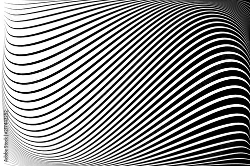 Abstract pattern.  Texture with wavy, billowy lines. Optical art background. Wave design black and white.