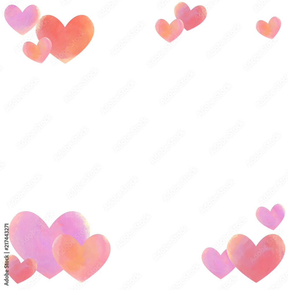 ピンクのハートフレーム 水彩 素材 背景 Stock イラスト Adobe Stock