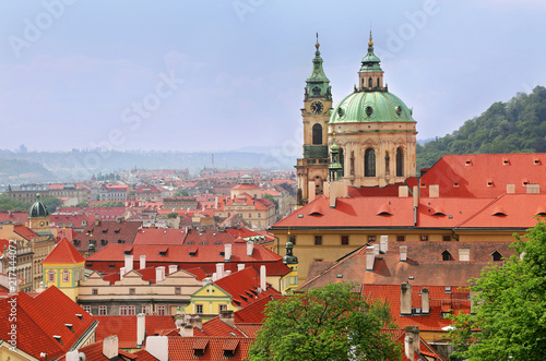 Wallpaper Mural St Nicholas Church dome above red roof tops of Mala Strana, Prague, Czech Republic Torontodigital.ca