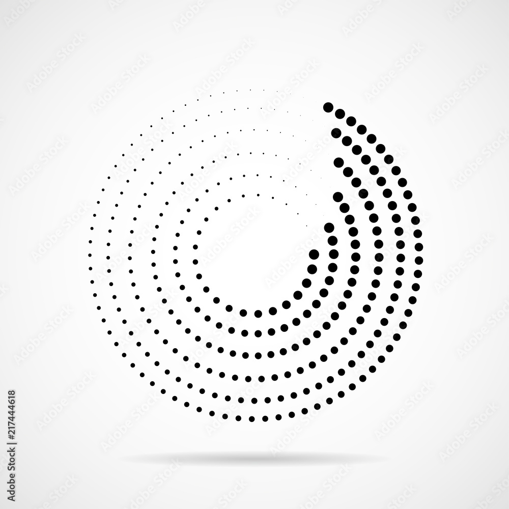 Abstract dotted circles. Dots in circular form. Halftone effect