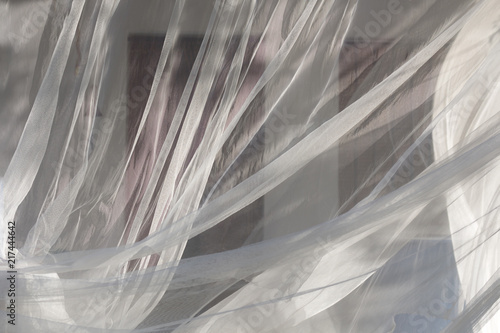 Background of white curtains blowing