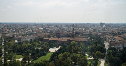 Milano vista aerea Castello e Duomo