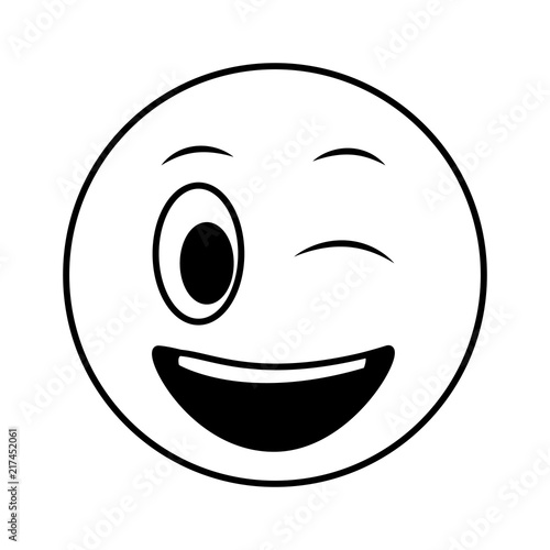 smiley big emoticon winking face black and white