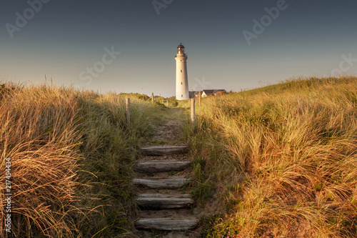 Fototapeta White Lighthouse, Hirtshals Fyr, Hirtshals, Nordjylland (North Jutland) in Denma