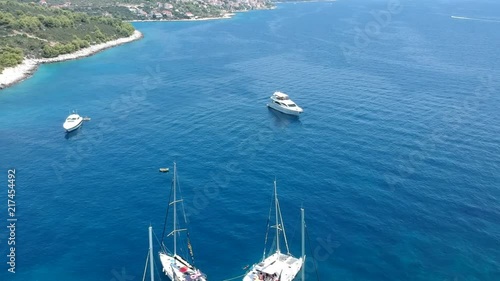 fly over boats near labadusa beach ciovo island photo