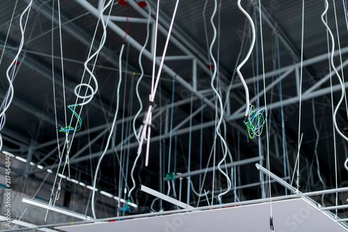 electricity wiring work in flex tube on ceiling comstruction ideas concept