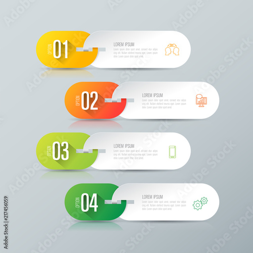 Infographics design vector and business icons with 4 options.