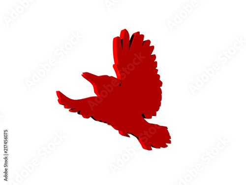 Roter Vogel in der Luft
