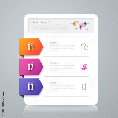Infographics design vector and business icons with 3 options.