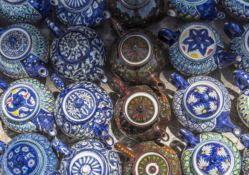 Traditional Uzbek decorative ceramics for interior decoration