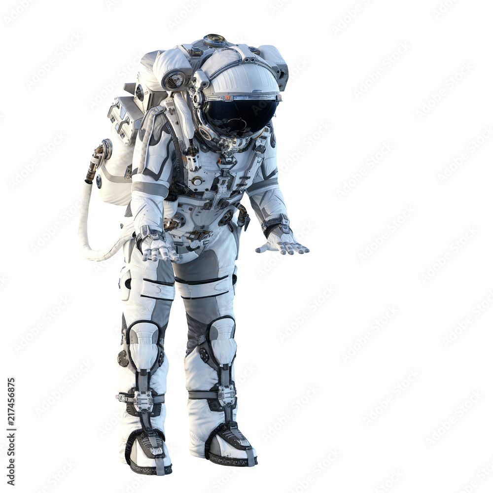 Astronaut on white. Mixed media