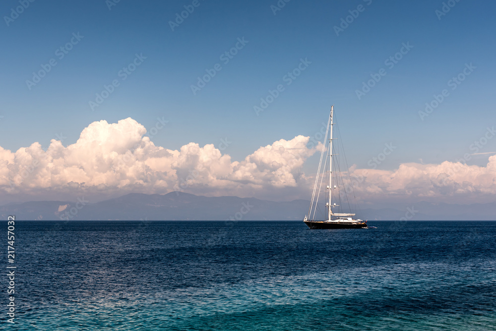 Fototapeta premium Sailing boat in the Ionian sea in Greece