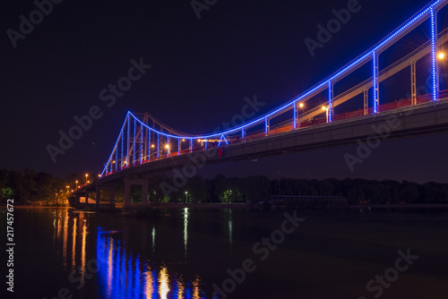 Nice Kiev pedestrian bridge lights travel city © Serhii